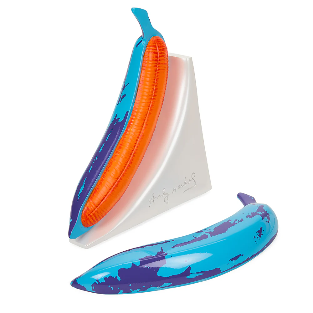Andy Warhol 10” Lustre Gloss Resin Bookends - Blue Banana - Image 5