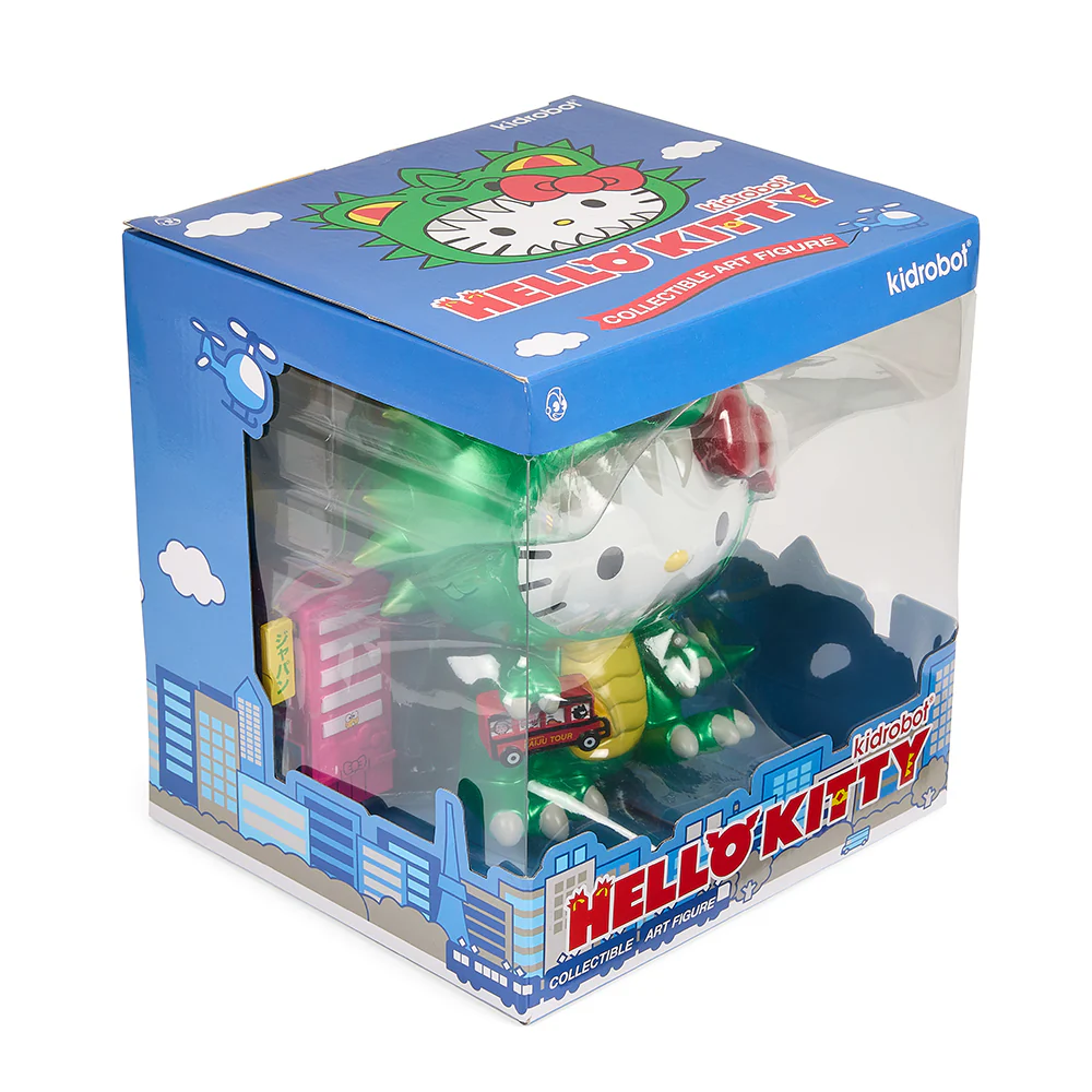 Hello Kitty® Kaiju Cosplay 8" Vinyl Art Figure - Metallic Green Edition - Image 17